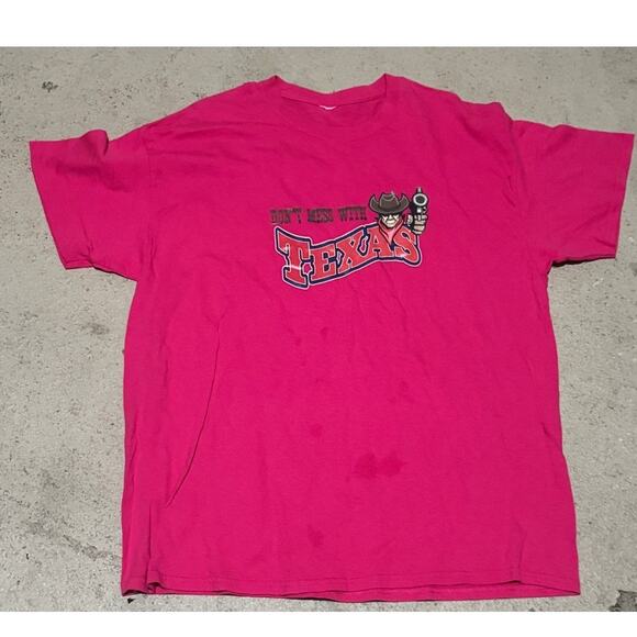 Size 2XL "Don't Mess with Texas" Pink Graphic Tee - Picture 1 of 2